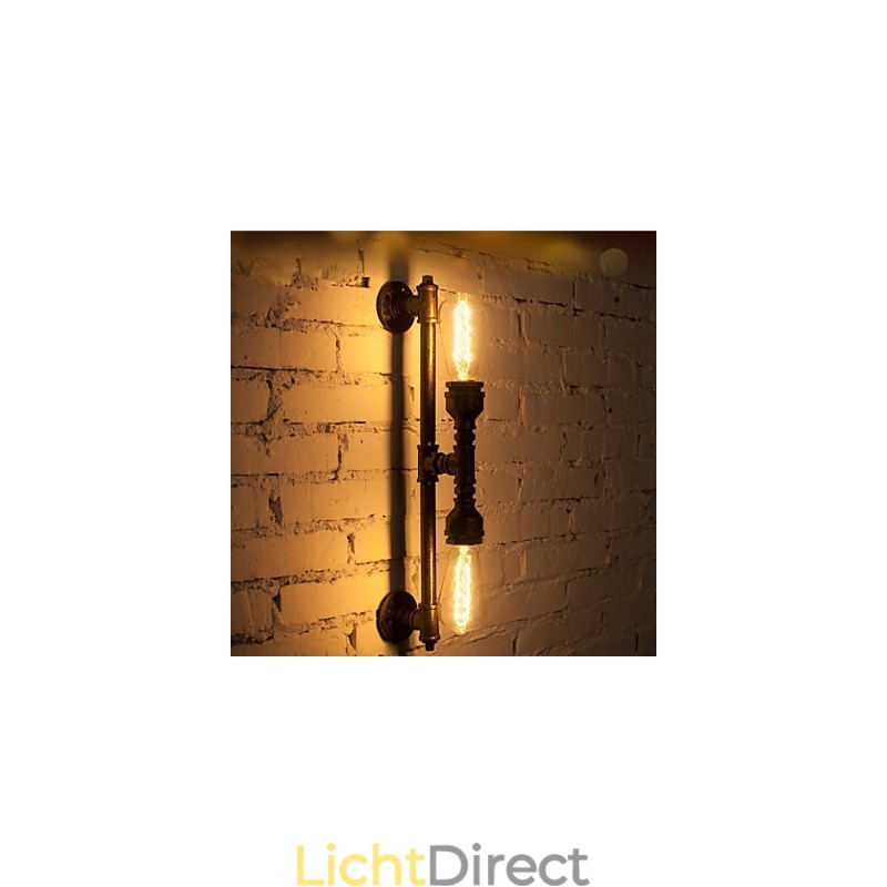 Wroguht ijzeren waterpijp wandlamp vintage gangpadverlichting loft ijzeren wandlamp Edison gloeilamp FJ DB2 046A0