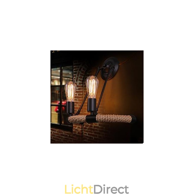 Gecontracteerde balkontraplamp halve cirkel henneptouw wandlamp