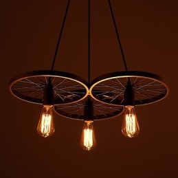Loft Retro Hanglampen Amerikaanse landelijke smeedijzeren kroonluchter industriële stijl wielen