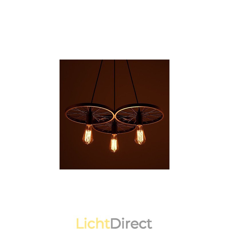 Loft Retro Hanglampen Amerikaanse landelijke smeedijzeren kroonluchter industriële stijl wielen