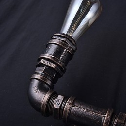 2 lampen vintage metalen waterpijp wandlamp met Edison-gloeilamp
