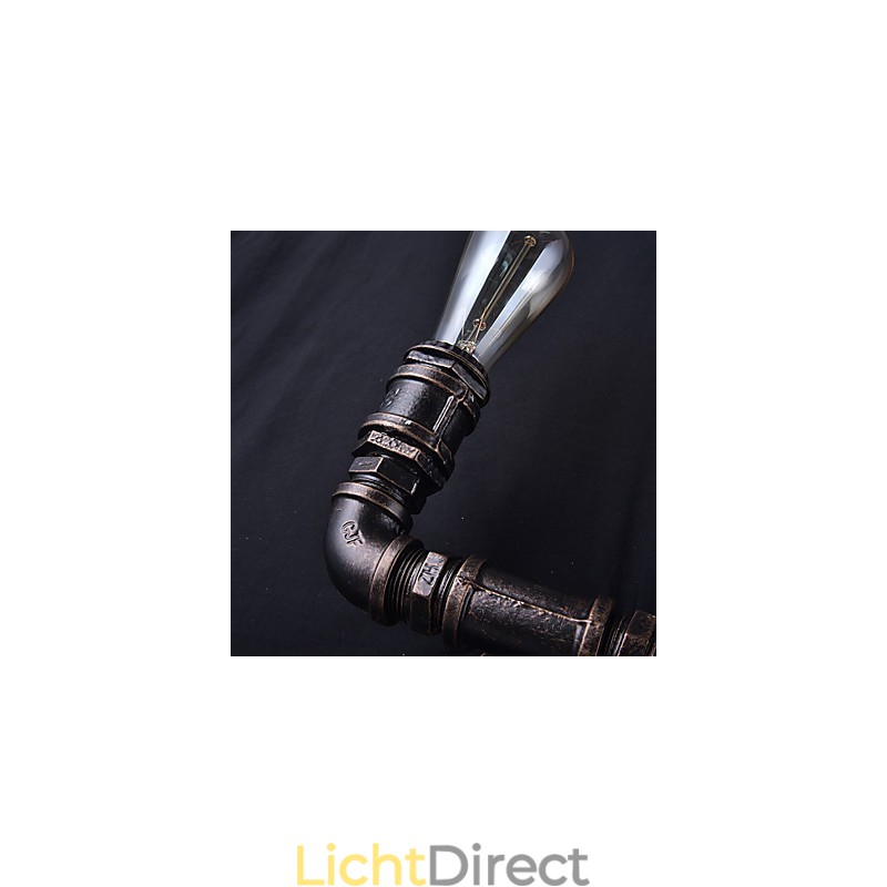 2 lampen vintage metalen waterpijp wandlamp met Edison-gloeilamp