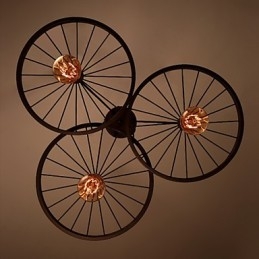 Loft Retro Hanglampen Amerikaanse landelijke smeedijzeren kroonluchter industriële stijl wielen