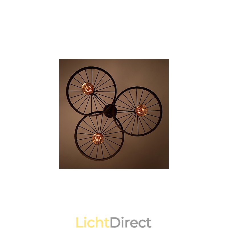 Loft Retro Hanglampen Amerikaanse landelijke smeedijzeren kroonluchter industriële stijl wielen
