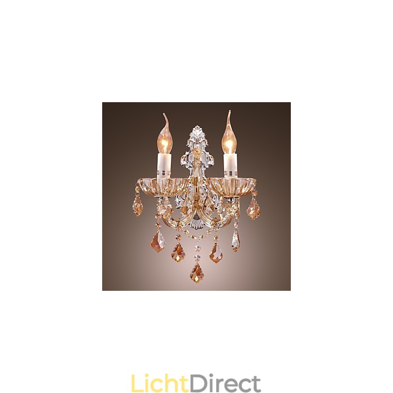 Elegante kristallen wandlamp met 2 lampen