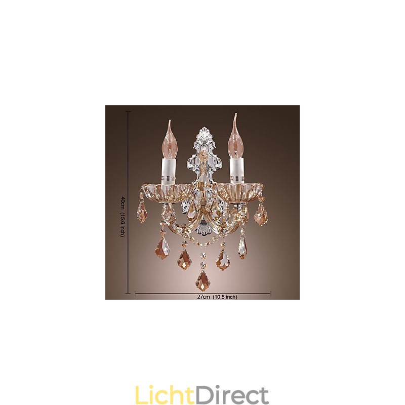 Elegante kristallen wandlamp met 2 lampen
