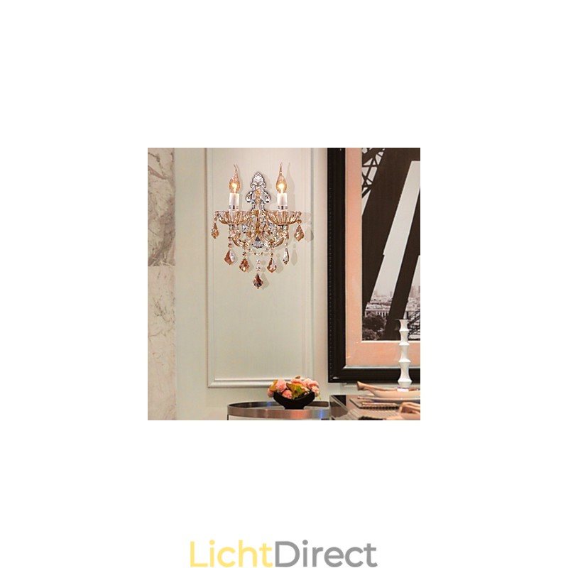 Elegante kristallen wandlamp met 2 lampen