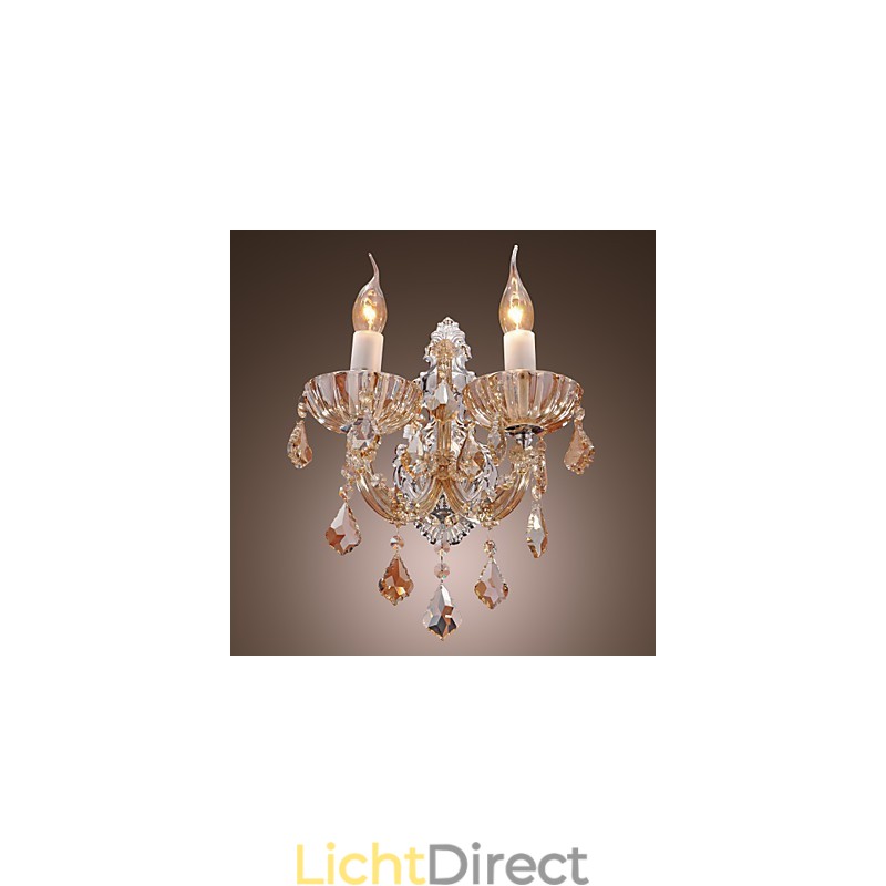 Elegante kristallen wandlamp met 2 lampen
