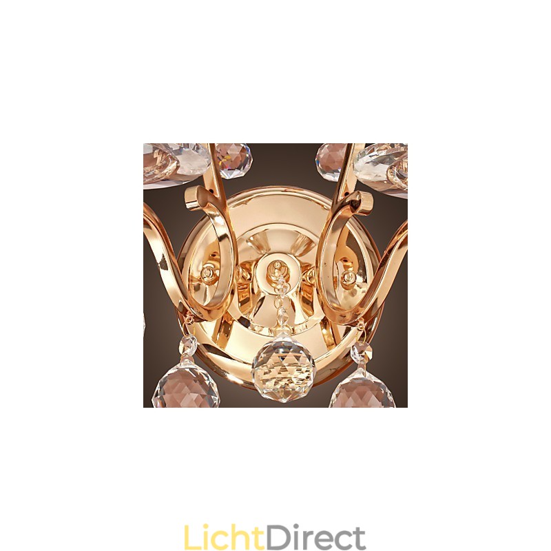 Gouden Kristallen Wandlamp met 2 Lampen