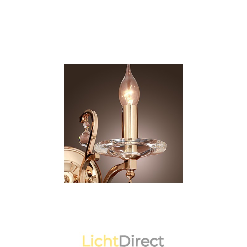 Gouden Kristallen Wandlamp met 2 Lampen