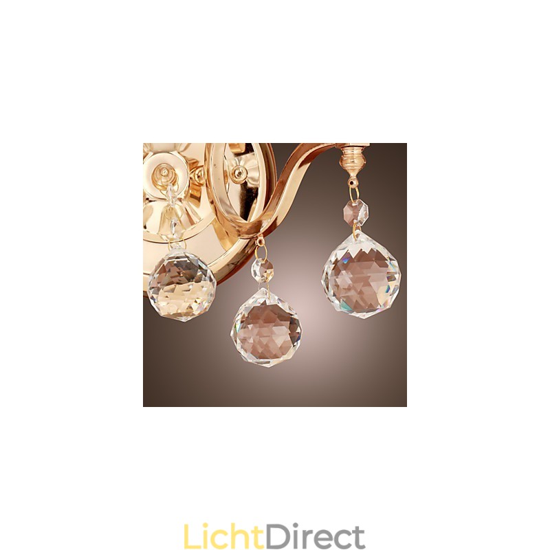 Gouden Kristallen Wandlamp met 2 Lampen
