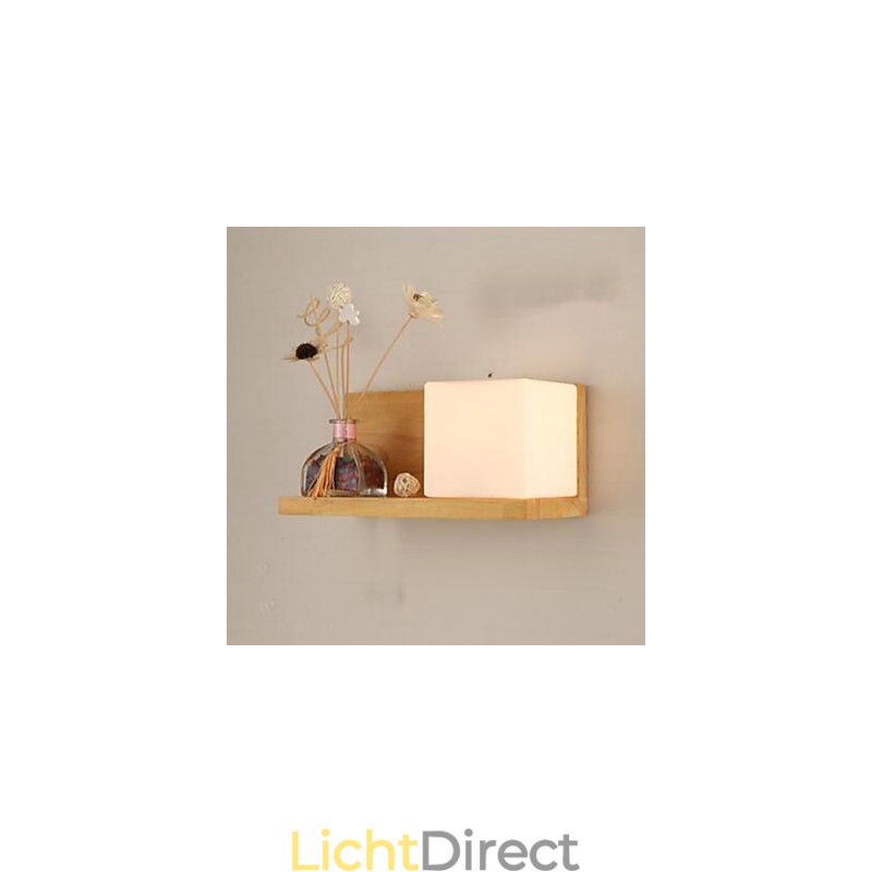Creatieve eigentijdse en gecontracteerde wandlamp van massief hout en glas