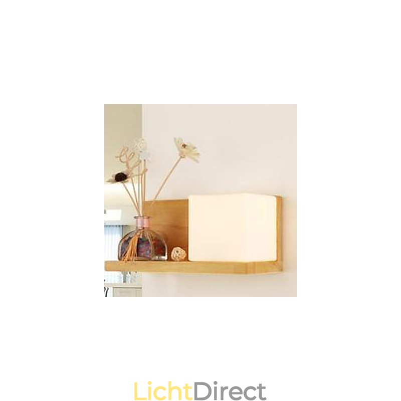 Creatieve eigentijdse en gecontracteerde wandlamp van massief hout en glas