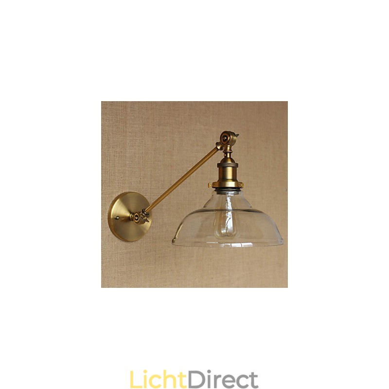 De Iron Glass Bronze Brass Arm Stijl Retro Creatieve Amerikaanse Landelijke Hal Slaapkamer Wandlamp