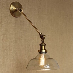De Iron Glass Bronze Brass Arm Stijl Retro Creatieve Amerikaanse Landelijke Hal Slaapkamer Wandlamp