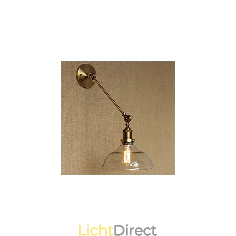 De Iron Glass Bronze Brass Arm Stijl Retro Creatieve Amerikaanse Landelijke Hal Slaapkamer Wandlamp