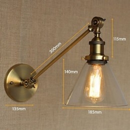 De Iron Glass Bronze Brass Arm Stijl Retro Creatieve Amerikaanse Landelijke Hal Slaapkamer Wandlamp