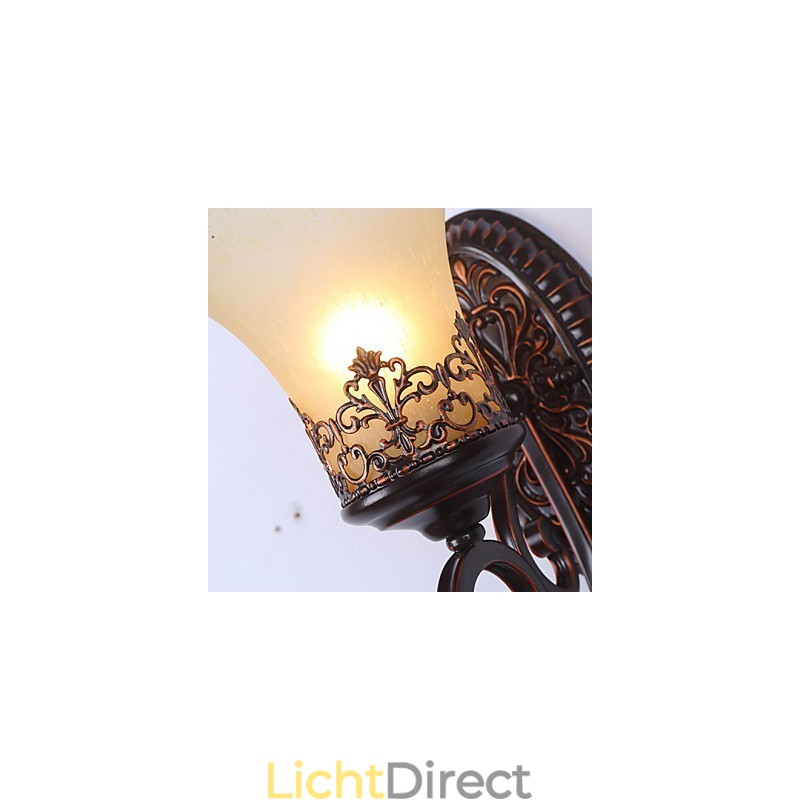 Europa Type Herstel van oude manieren Smeedijzer Slaapkamer Glazen Wandlamp Licht