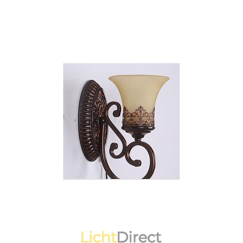 Europa Type Herstel van oude manieren Smeedijzer Slaapkamer Glazen Wandlamp Licht