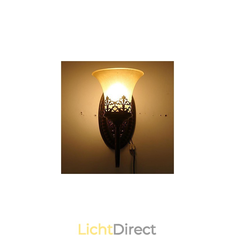 Europa Type Herstel van oude manieren Smeedijzer Slaapkamer Glazen Wandlamp Licht