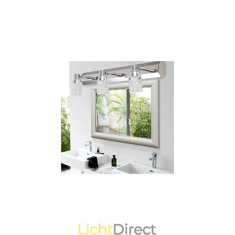 Moderne wandlamp met glazen bubbelkap, spiegelfrontstijl