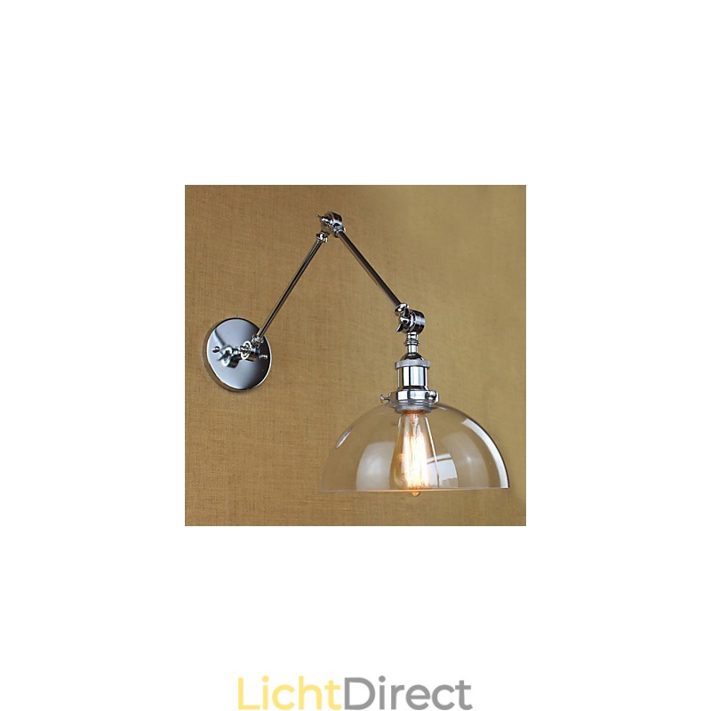 Chromen glazen telescopische retro wandlamp