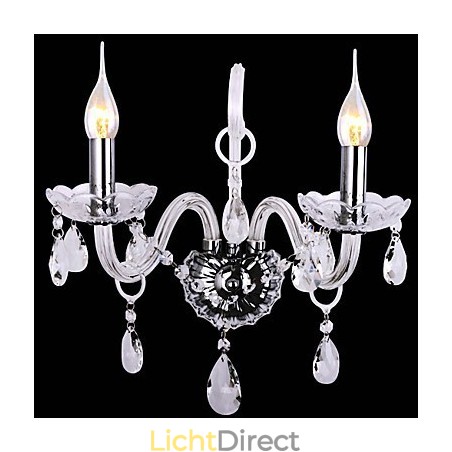Moderne kristallen wandlampen met 2 lampen in kaarsfunctie