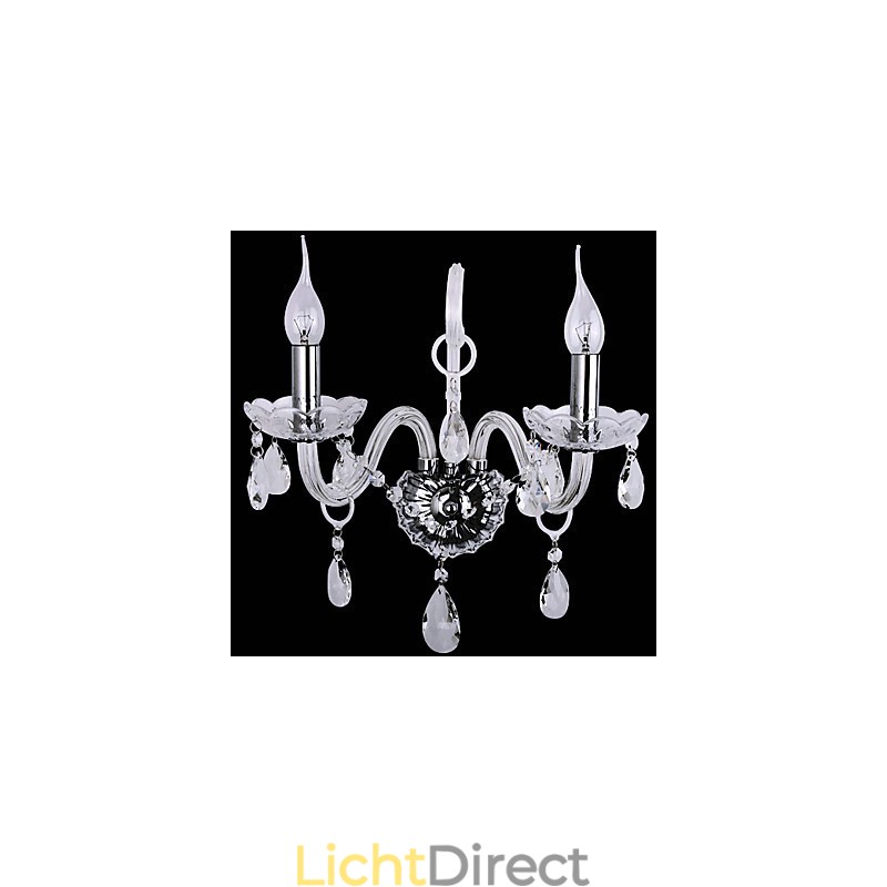 Moderne kristallen wandlampen met 2 lampen in kaarsfunctie