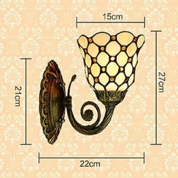 Europees Mediterrane Gecontracteerde Landelijke Creatieve Smeedijzeren Wandlamp Glazen Verlichting