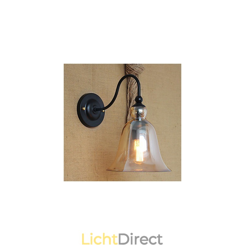 Amerikaanse landelijke minimalistische woonkamer hal versierde glazen wandlamp