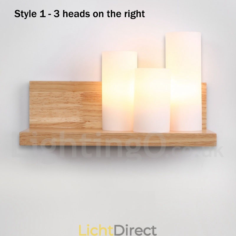 Mini Stijl Wandlampen met Glazen Kapjes Moderne Hedendaagse Houten Bamboe Wandlamp