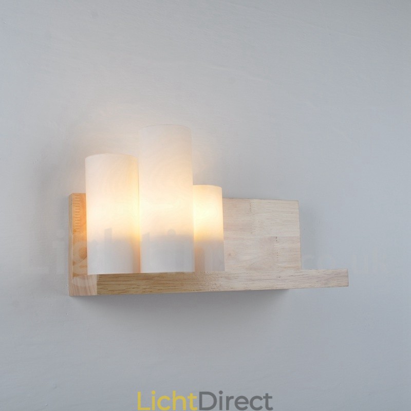 Mini Stijl Wandlampen met Glazen Kapjes Moderne Hedendaagse Houten Bamboe Wandlamp