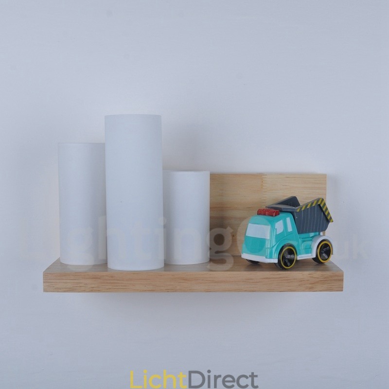Mini Stijl Wandlampen met Glazen Kapjes Moderne Hedendaagse Houten Bamboe Wandlamp