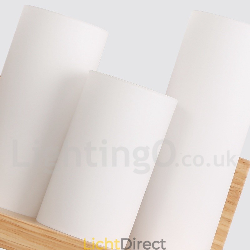 Mini Stijl Wandlampen met Glazen Kapjes Moderne Hedendaagse Houten Bamboe Wandlamp
