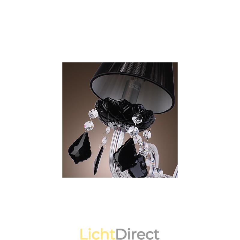 Kristallen wandlamp met 2 lampen in stoffen kap