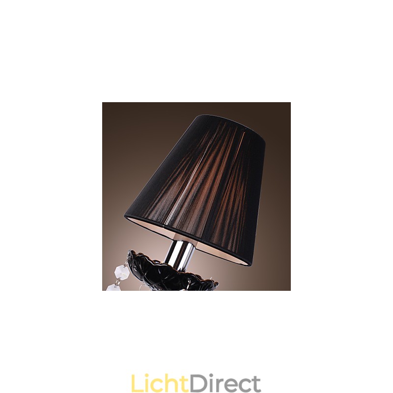 Kristallen wandlamp met 2 lampen in stoffen kap
