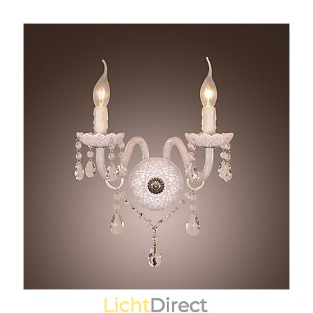 Kristallen wandlamp met 2 lampen in kaarslamp