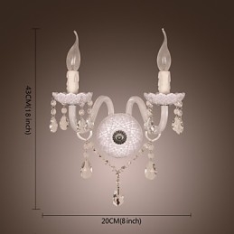 Kristallen wandlamp met 2 lampen in kaarslamp