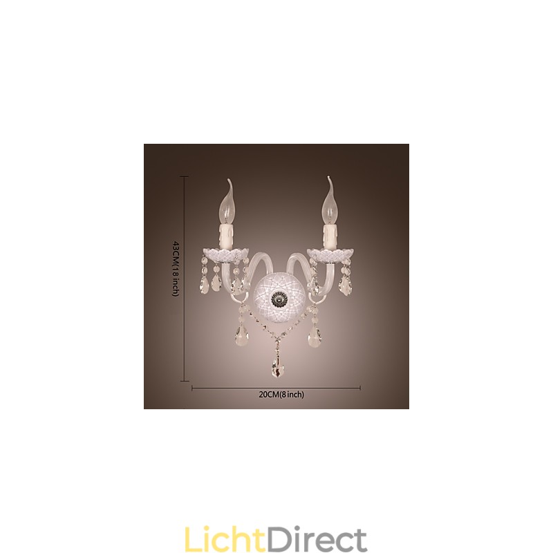 Kristallen wandlamp met 2 lampen in kaarslamp