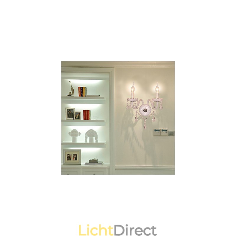 Kristallen wandlamp met 2 lampen in kaarslamp