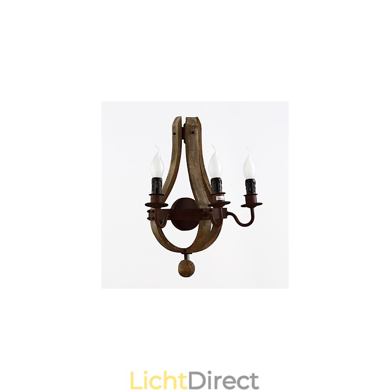 Vintage Amerikaanse rustieke houten wandwijnvatlamp woon- en slaapkamerlamp