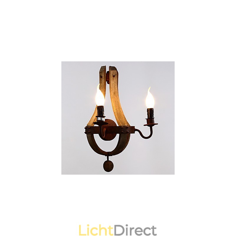 Mini Stijl Wandlampen Rustiek Lodge Hout Bamboe