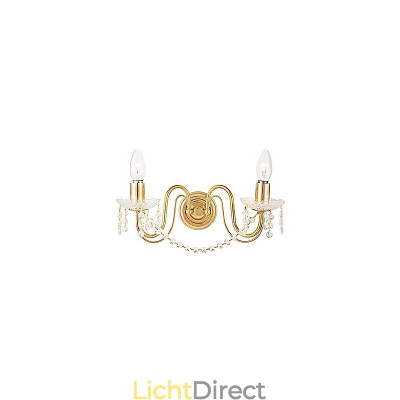 Gouden Kristallen Wandlamp met 2 Lampen