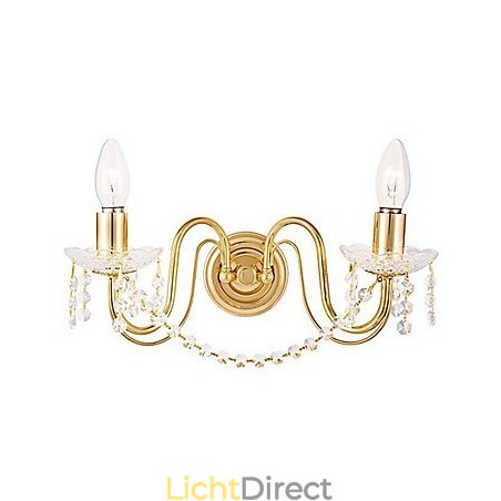 Gouden Kristallen Wandlamp met 2 Lampen Gouden Kristallen Wandlamp met 2 Lampen