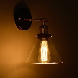 Retro wandlamp met bloemenglazen kap en metalen beugel