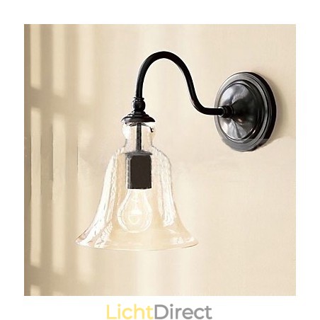 Door de natuur geïnspireerde wandlamp van ijzer met transparante glazen kap Door de natuur geïnspireerde wandlamp van ijzer met transparante glazen kap