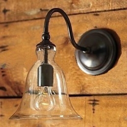 Door de natuur geïnspireerde wandlamp van ijzer met transparante glazen kap