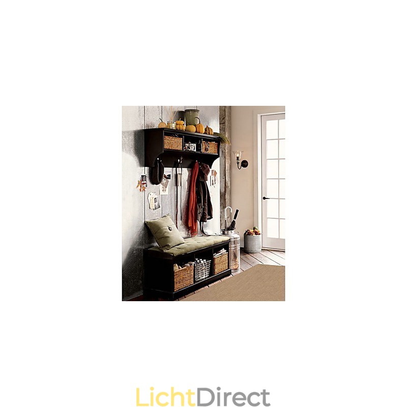 Door de natuur geïnspireerde wandlamp van ijzer met transparante glazen kap