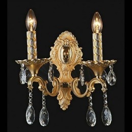 Gouden Kristallen Wandlamp met 2 Lampen