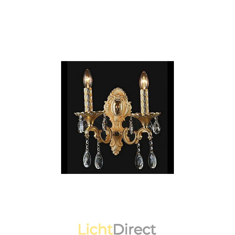 Gouden Kristallen Wandlamp met 2 Lampen